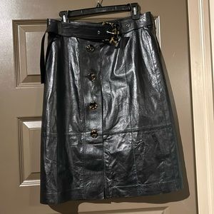 Lafayette 148 Avalon Leather Skirt Sz 10